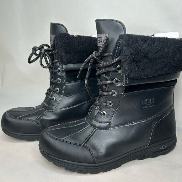 UGG BUTTE II CWR Weather Snow Waterproof leather Boots BLACK SIZE 6 - Picture 3 of 6